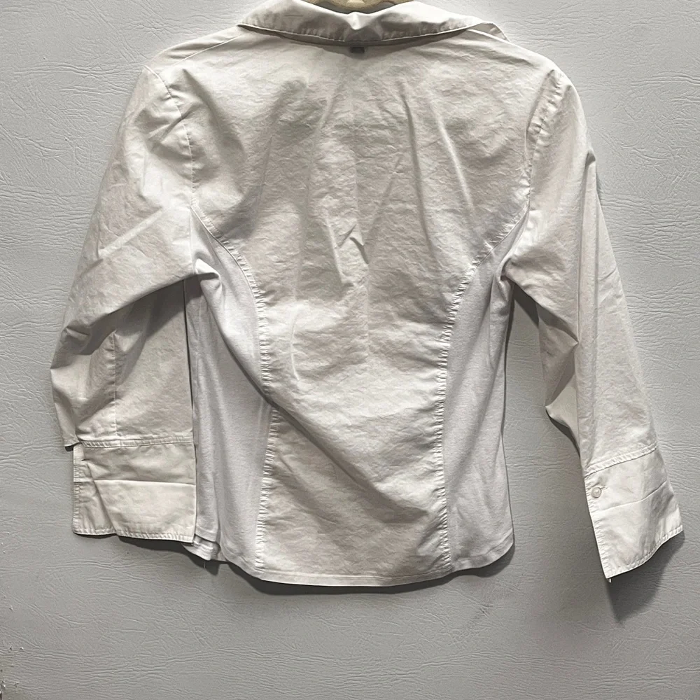 Notations Romantic Victorian White Pleated Front Button-Down Shirt Medium